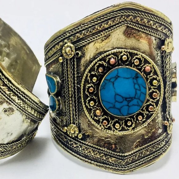 single Big Vintage Tribal Cuff Bracelet, Boho Handmade Cuff Bracelet, Kuchi - Picture 7 of 7